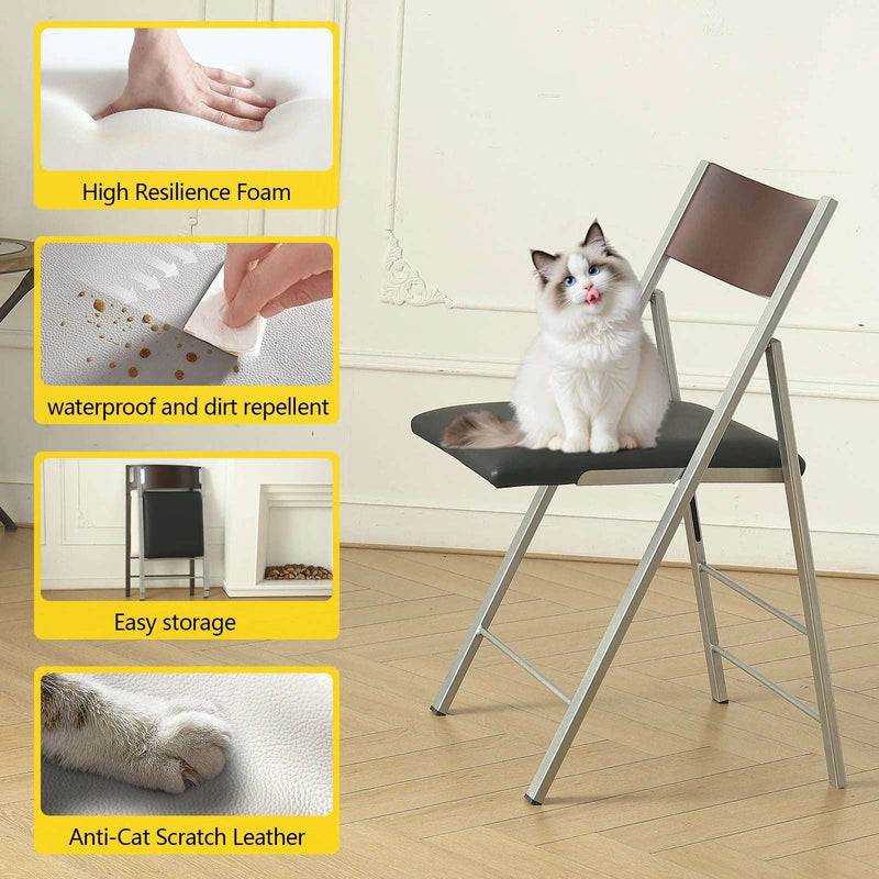 Folding Chairs 2-Pack - Cushioned, Stackable, Heavy Duty