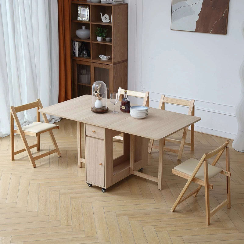 Folding Dining Chairs 2-Pack - Padded Seat, Wood Frame
