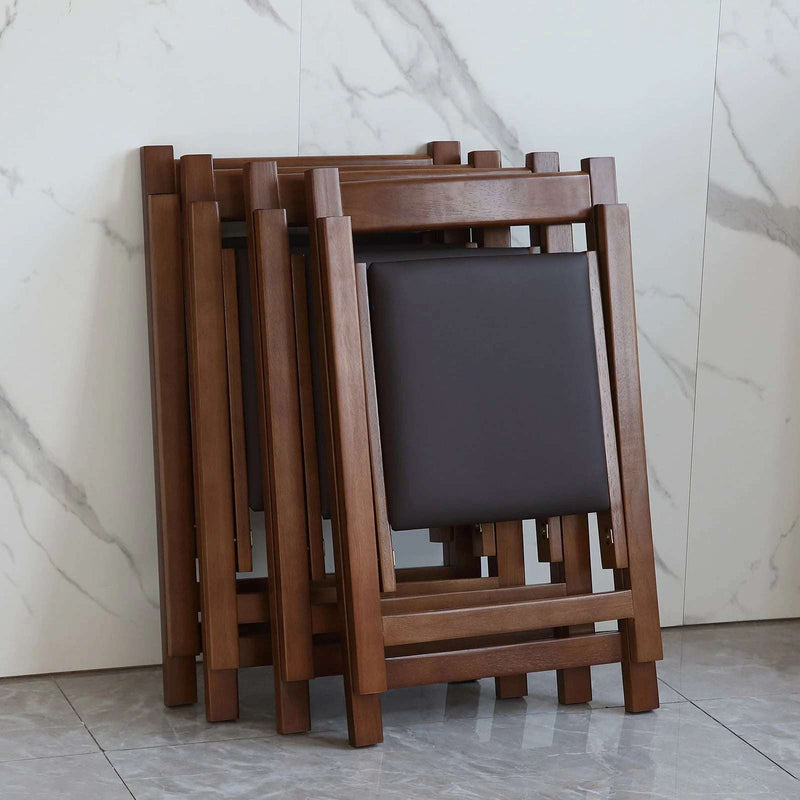 Walnut Folding Dining Chairs 2-Pack | Padded Seat - Space Saver