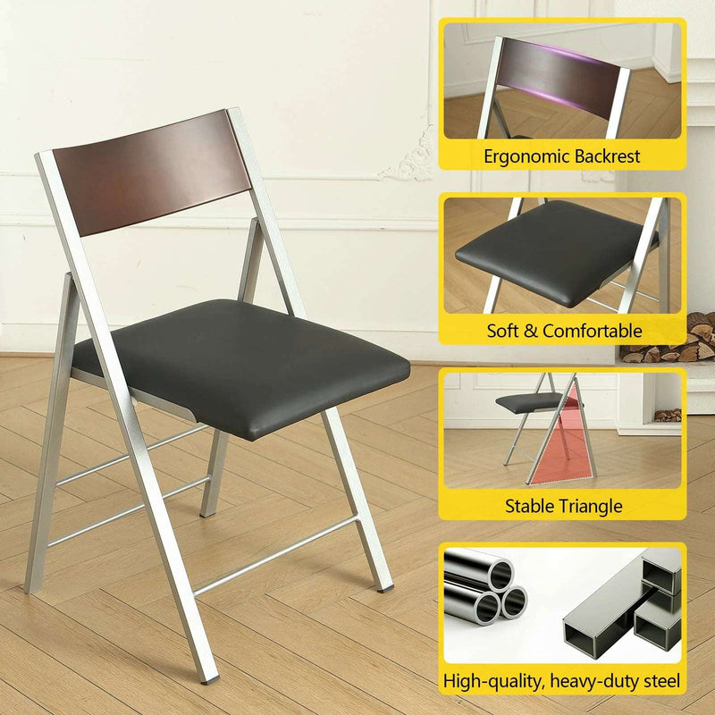 Folding Chairs 2-Pack - Cushioned, Stackable, Heavy Duty