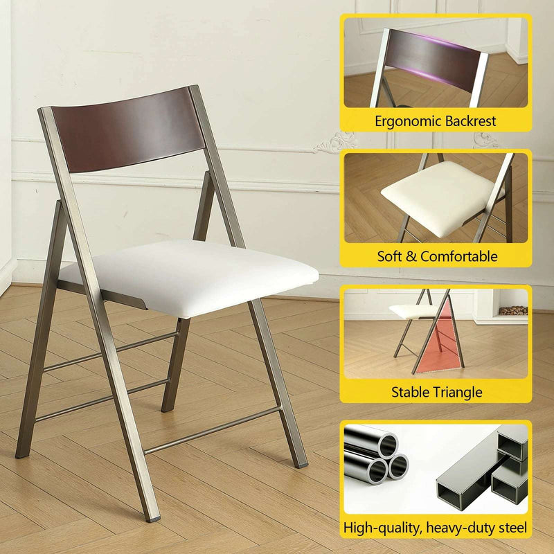 Heavy-Duty Folding Chairs - Cushioned Stackable 2-Pack