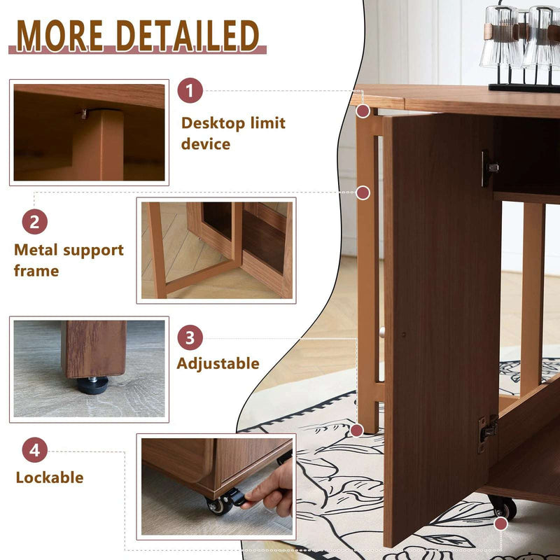 Round Folding Dining Table - Walnut | Space Saver