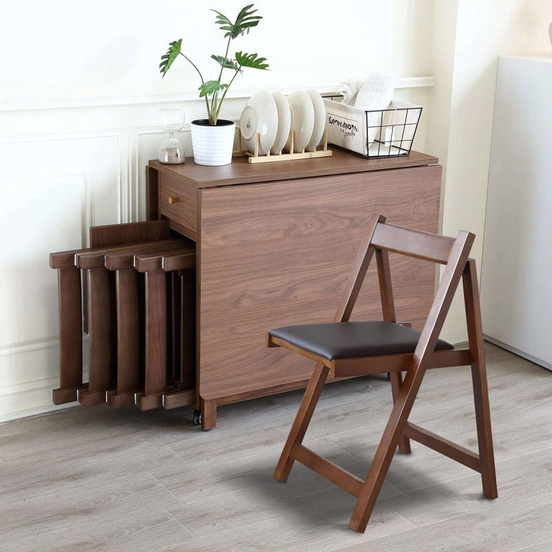Folding Dining Chairs 2-Pack - Padded Seat, Wood Frame