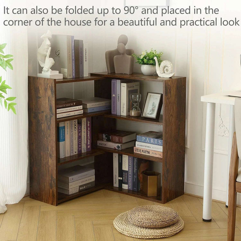 Expandable 4-Tier Bookcase for Corner & Small Space