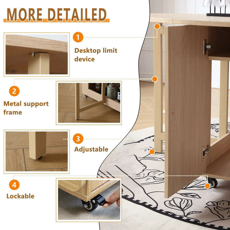 Folding Dining Table with Storage Shelf – Space Saver