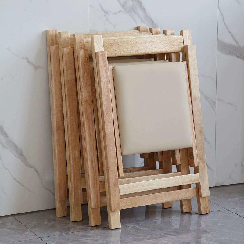 Folding Dining Chairs 2-Pack - Padded Seat, Wood Frame