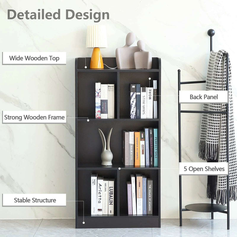 Black 5-Cube Storage Shelf | Deep Cube Organizer