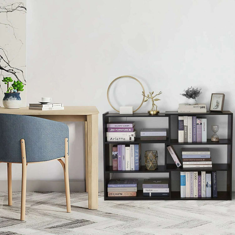Black Expandable Corner Bookcase - Flexible Bookshelf Unit