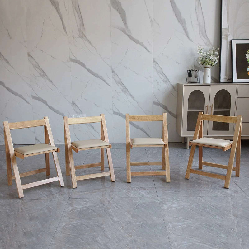Folding Dining Chairs 2-Pack - Padded Seat, Wood Frame