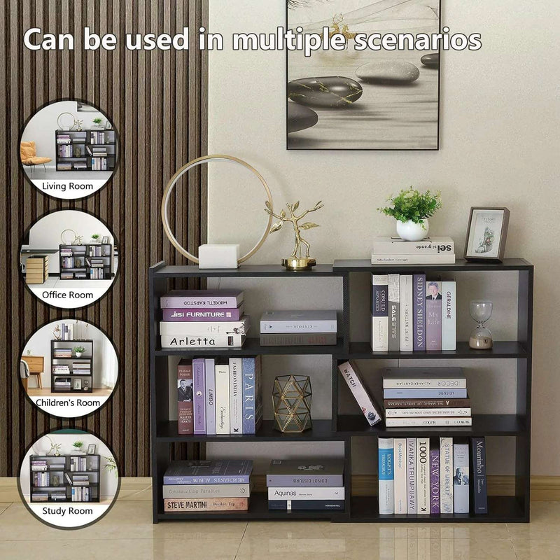 Black Expandable Corner Bookcase - Flexible Bookshelf Unit