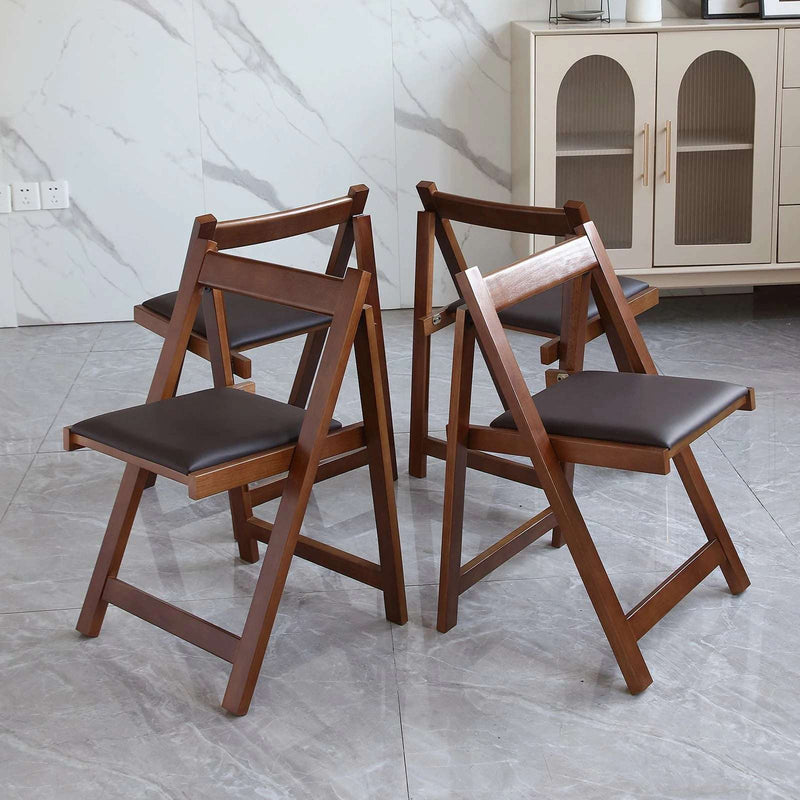 Walnut Folding Dining Chairs 2-Pack | Padded Seat - Space Saver