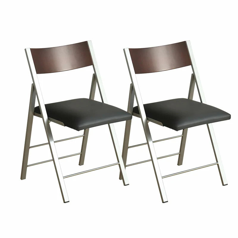 Heavy-Duty Folding Chairs - Cushioned Stackable 2-Pack 32''H8.5''SH8.3''W7.7''D #000000