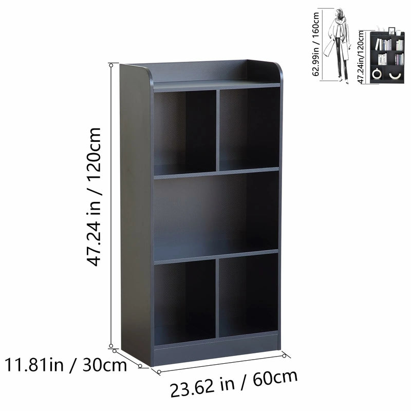 Black 5-Cube Storage Shelf | Deep Cube Organizer