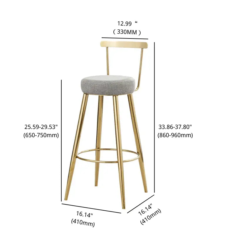 Gold Bar Stool with Linen Cushion | Modern Design