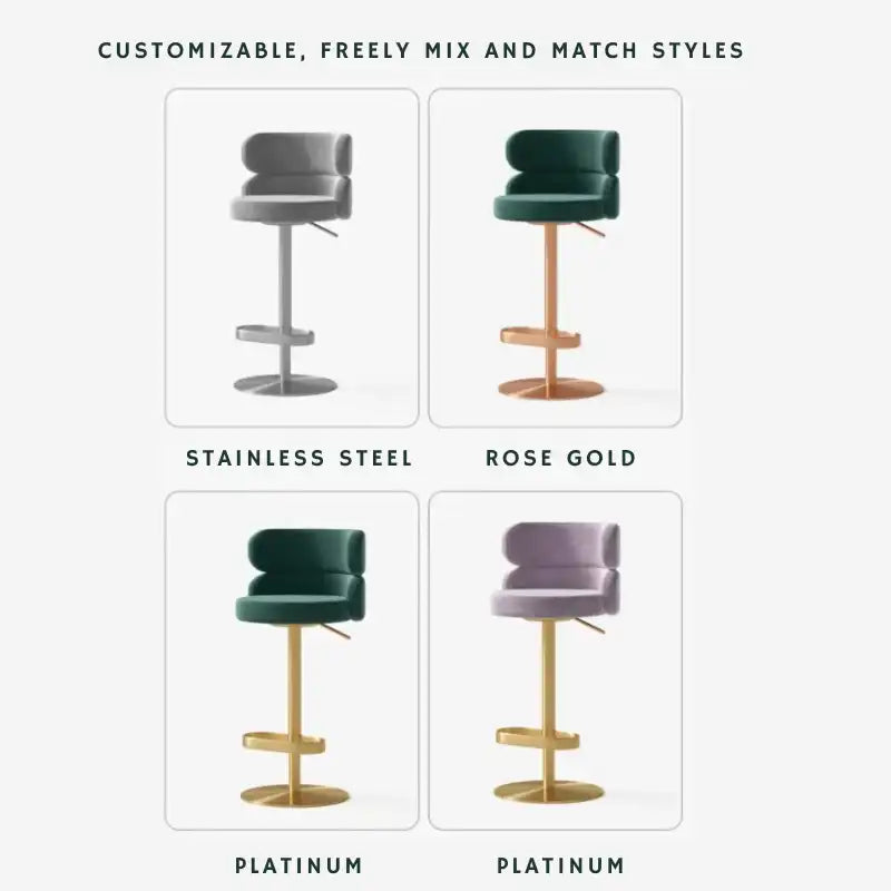 Velvet Swivel Bar Stool – Gold Base, 4 Colors