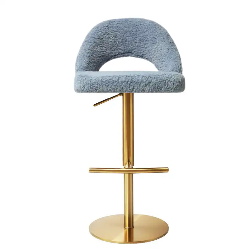 Caramel Leather Bar Stool - Adjustable Height, Gold Base